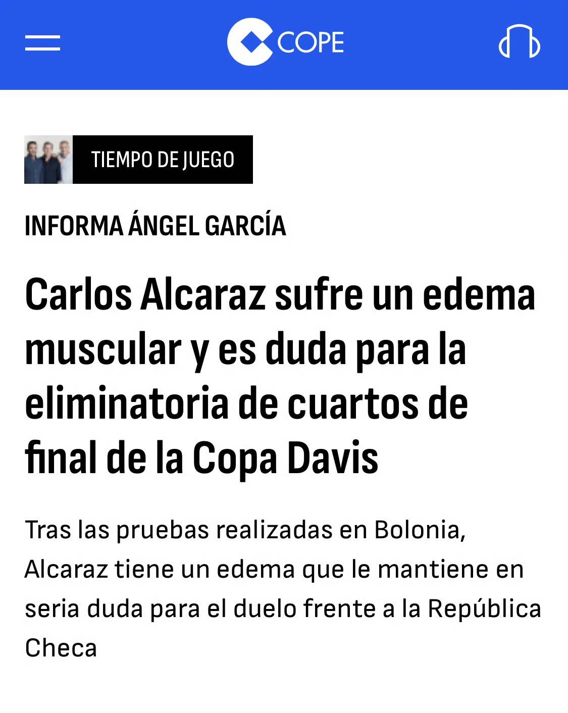 阿尔卡拉(lā)斯(sī)因伤退(tuì)出戴維(wéi)斯(sī)杯